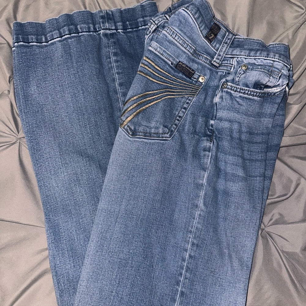 7 For All Mankind Blue Flare & Wide Leg Jeans